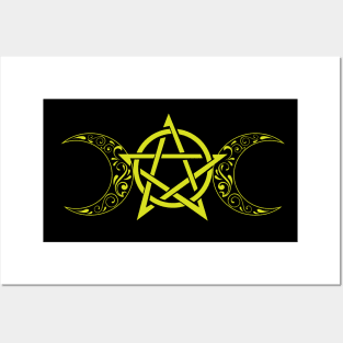 Pentacle and Moon in Lime Posters and Art